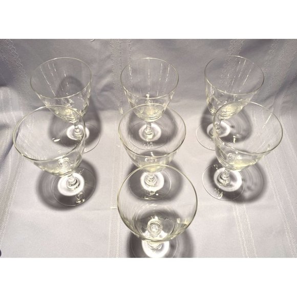 Set of 7 Crystal Rose Etched Iced Tea Glasses Cut Glass Stem Bubbles Vintage - Picture 10 of 10